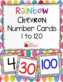 Rainbow Chevron Number Cards 1 to 120 FREEBIE