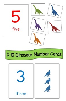 Preview of 0-10 Dinosaur Number Cards