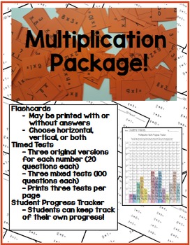 Preview of 0 - 12 Multiplication Facts Package - Flashcards, Timed Tests, Progress Tracker