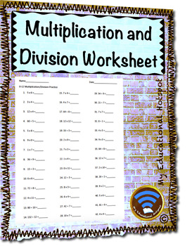 Preview of 0-12 Multiplication and Division Practice Worksheet