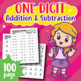 One Digit Addition and Subtraction Worksheets Without and 