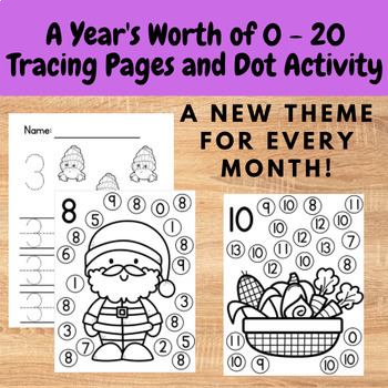 Preview of 0 - 20 Number Dot Marker and Tracing Activity Pages for the Year