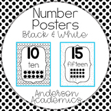 0-20 Ten Frame Number Posters - Black and White Theme
