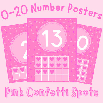 Preview of 0-20 Number Posters - Pink Confetti Spots Themed Decor