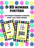 0-20 Number Posters with tens frames - Vic Modern Cursive font.