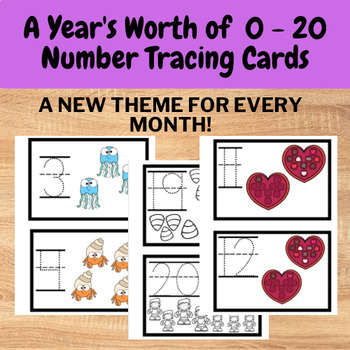 Preview of 0 - 20 Number Tracing Flashcards for the Year - growing bundle