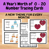 0 - 20 Number Tracing Flashcards for the Year - growing bundle