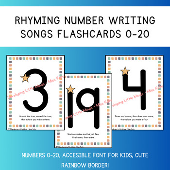 Preview of 0-20 Number Writing Rhyming Song Flashcards
