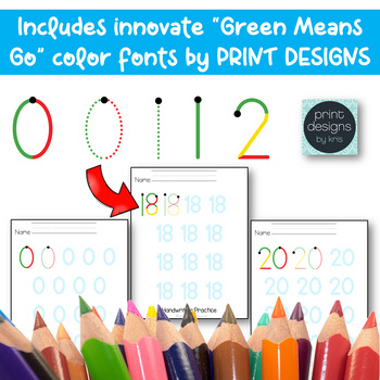 0-20 Numbers Practice Writing Worksheets by Play2Grow with Jan Huebner