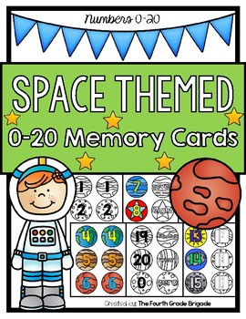 Preview of 0-20 Space Themed Memory Match Cards