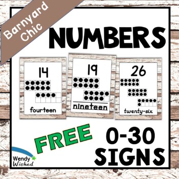 Preview of 0-30 Number Posters Farmhouse Classroom Decor
