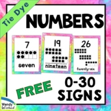 0-30 Number Tie Dye Theme Classroom Decor Posters