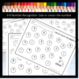 0-9 Number Recognition- Dab or colour the number