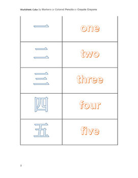 Preview of 01-03 Numbers--English and Chinese- learn by coloring-  数字 拼音 描红 幼儿园 一年级