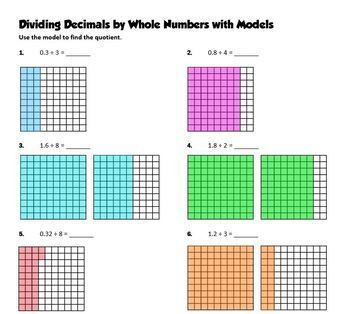 Dividing Decimals By Whole Numbers Using Models - Google Slides & Pdf
