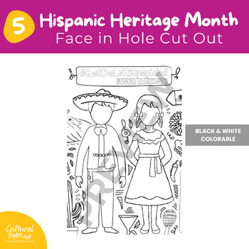 Preview of 05 Face in Hole Cut Out - Black and white - Hispanic Heritage Month