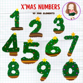 Preview of 1-0 Numbers Xmas tree Clipart