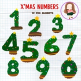 1-0 Numbers Xmas tree Clipart