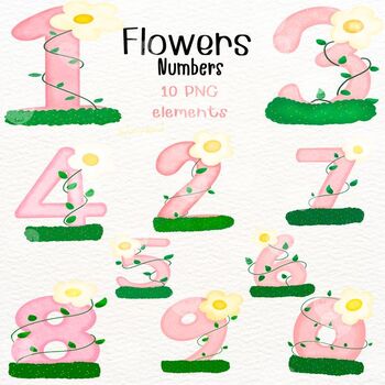 Preview of 1-0 Numbers flowers clipart elements