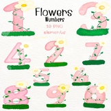 1-0 Numbers flowers clipart elements