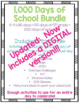 Preview of 1,000th Day of School Bundle--NOW WITH DIGITAL--Activities in EVERY subject!