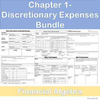 Preview of Chapter 1 Discretionary Expenses Bundle, Financial Algebra, Essential, Travel,