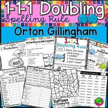Preview of 1-1-1 Doubling Rule - Orton Gillingham Spelling Rule Adding Suffixes