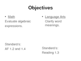 1-1 Evaluate Algebraic Expressions