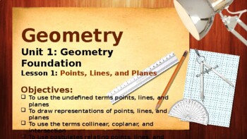 Preview of 1-1: Geometry Foundation- Points, Lines, and Planes PPT