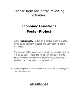 Preview of 1.1 Introduction to Economics - Student Poster Activity