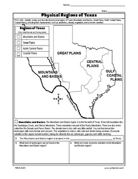 Preview of 1.1: TX History TEKS 4.6A: Physical Regions of Texas