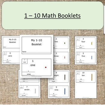 Preview of 1 - 10 Booklets Math Work Montessori Numberal and Numbers