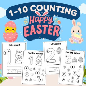 Preview of 1-10 Counting, EASTER Activity fun to find the number for kindergarten, pre-k