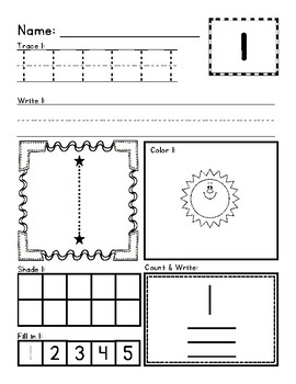 1 10 number identification and counting activity sheets by the pre k lady