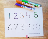 1-10 Number Tracing Printable