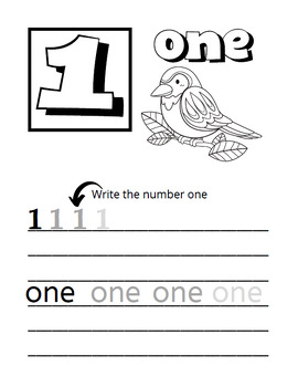 Preview of 1-10 Number Writing & Coloring