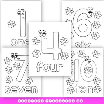 1 - 10 Numbers Printable Coloring Page by teachers treasures dz | TPT