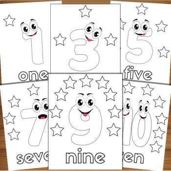 1 - 10 Numbers Printable Coloring Page Worksheets for Preschool ...