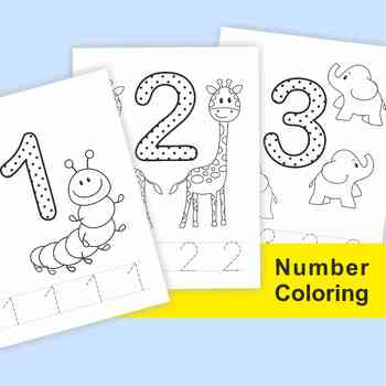 Preview of 1 - 10 Numbers Printable Coloring Page Worksheets for kids, toddlers