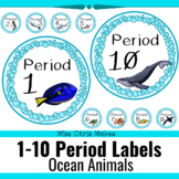 1-10 Ocean Animals Circle Class Period Labels