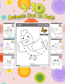 Preview of 1-10 animals dot to dots