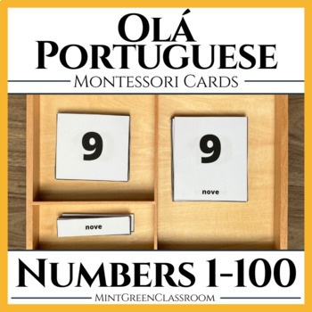 Preview of Number 1-100 Montessori cards in Brazilian Portuguese