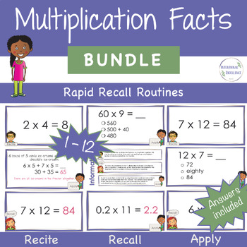 Preview of BUNDLE 1 - 12 Times Tables WARM UP Basic Multiplication Facts Daily Math Review