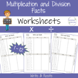 Write Recite Basic Multiplication Division Facts WORKSHEET