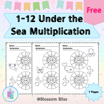 Preview of 1-12 Under the Sea Multiplication Circle !! FREE !!