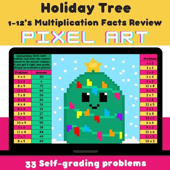 Preview of 1-12's Multiplication Facts Review | Winter Christmas Tree Mystery Pixel Art
