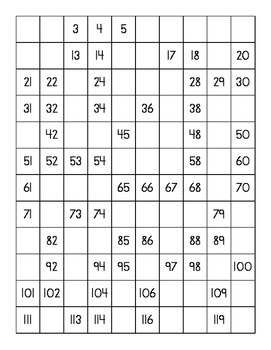 1-120 Hundreds Charts with Scaffolded Fill-in-the-Blanks | TPT