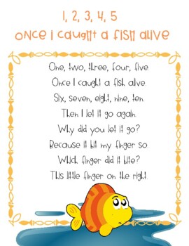 1, 2, 3, 4, 5, Once I Caught A Fish Alive Printable and Props | TPT