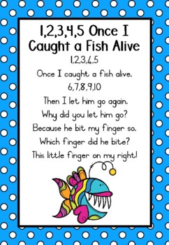 1,2,3,4,5 Once I Caught a Fish Alive Rhyme by RCSResources | TPT