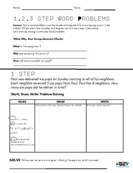 Preview of 1, 2, 3 Step Word Problems (3 Practice Problems) Set Two